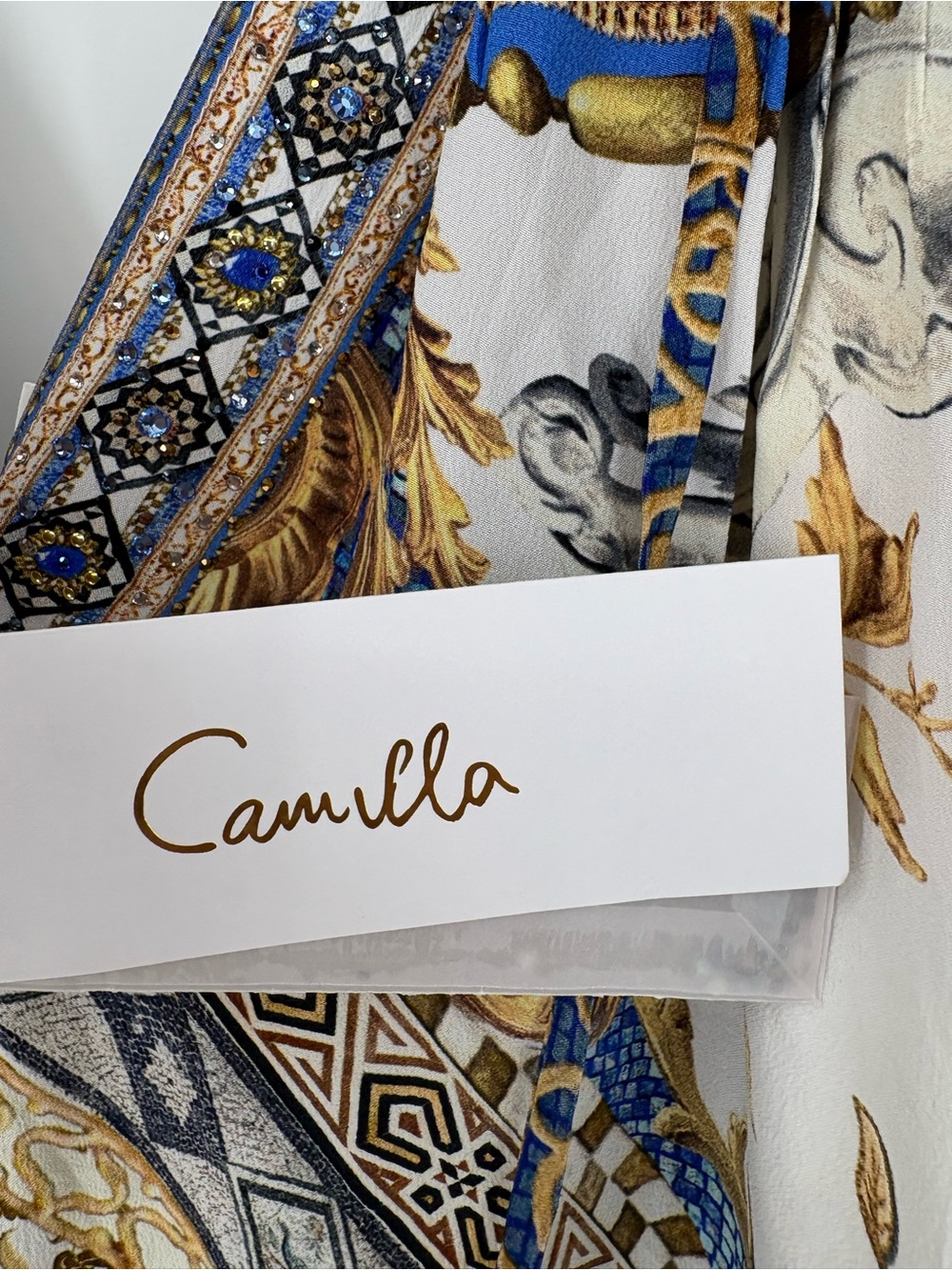 Camilla Silk Make Me Your Mosaic Ring Detail Strap Dress One Size Crystals $799 - Picture 7 of 16